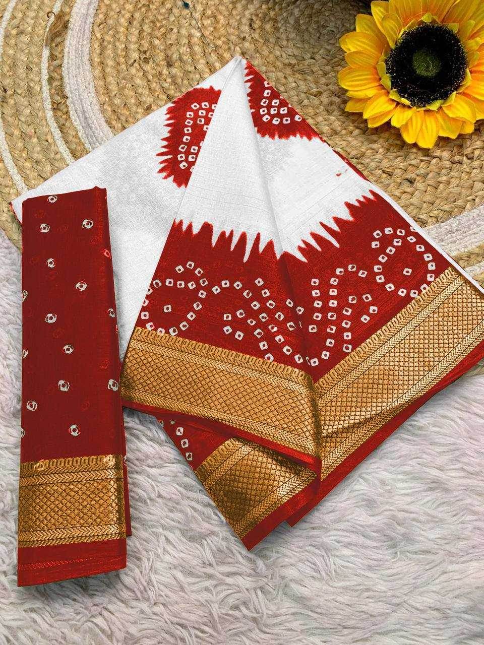 Bandhani Printed Cotton Sarees - MYLUXURY LANE ENTERPRISE